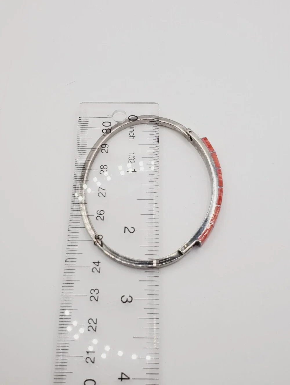 Spiny Oyster Inlay 925 Sterling Silver Hinged Bangle Bracelet